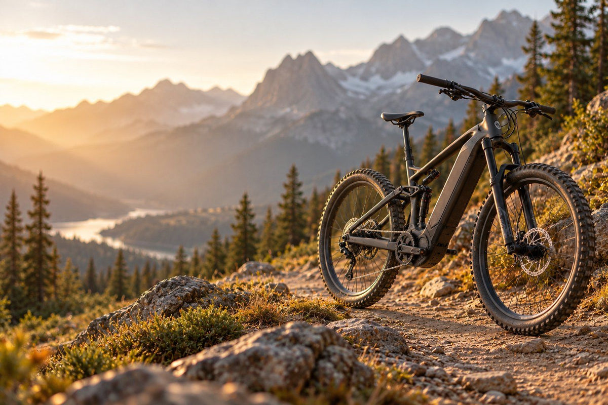 Electric mountain bike on an alpine trail