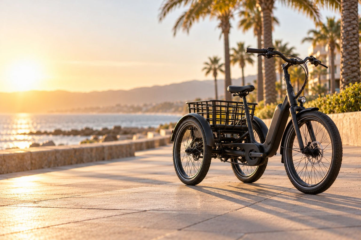 Electric trike on a seaside promenade