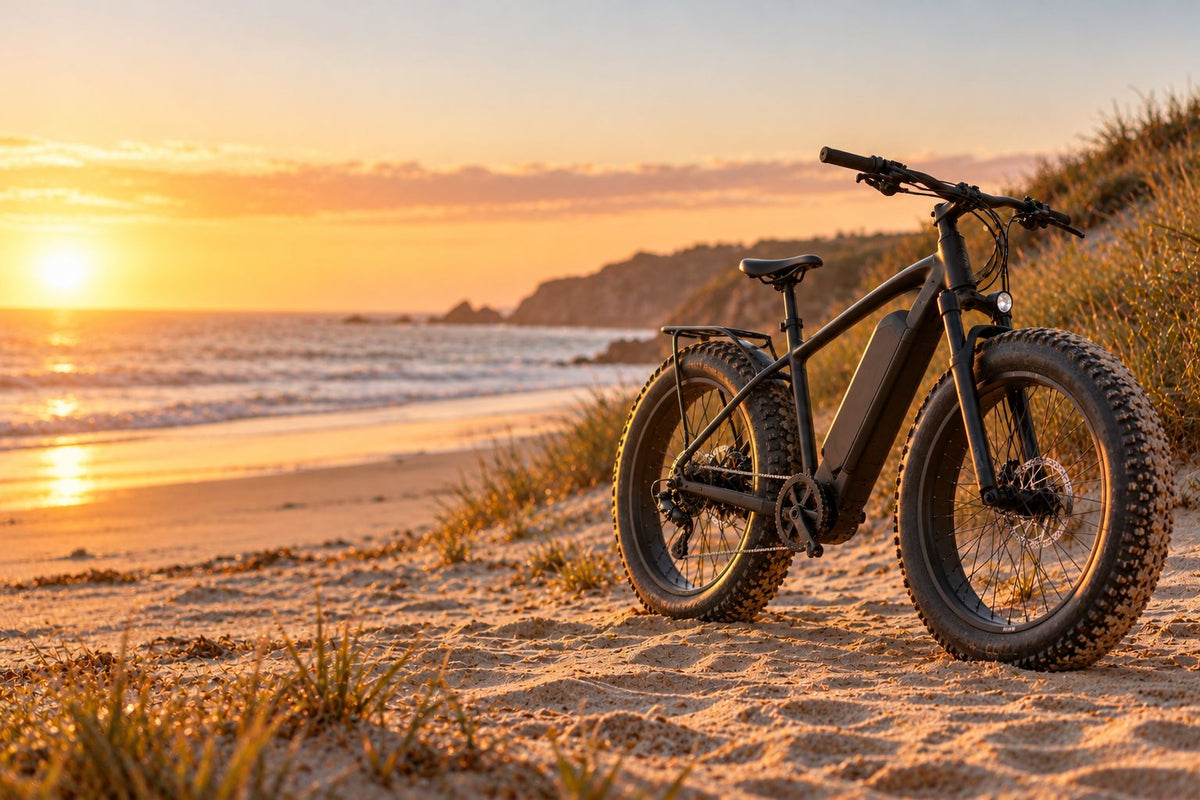 Fat tire electric bike on a beach